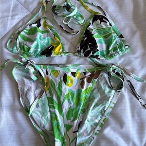 GAP Green and Brown Leaf Print Bikini